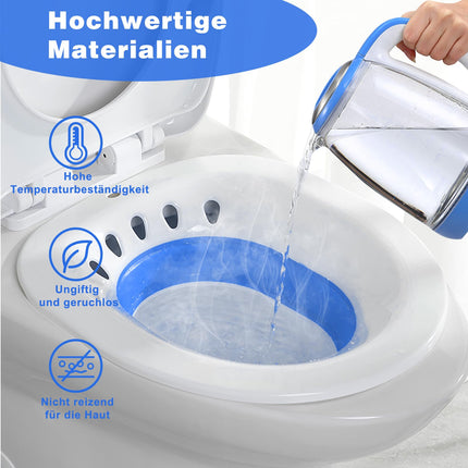 DEANIC Sitz Bath for Toilet Foldable Sitz Bath for Hemorrhoids, Sitz Bath Adult for Postpartum Care and Elderly, Hangable Sitz Bath (Blue)