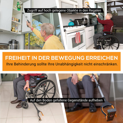 EZPIK 1 x 110 cm Grabber for Seniors with Magnetic Grabber Arm, Robust Grabber for Seniors and People with Disabilities, Rotating Garbage Grabber Tongs, Aid with Fastening Clip (1-Pack, Silver)