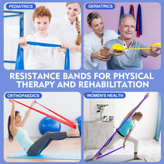 Fokky 1.8M Fitness Bands, Set of 4 Resistance Bands Exercise Bands, Resistance Bands with Carrying Bag &amp; Exercise Instructions, Fitness Band for Pilates Yoga Fitness Muscle Building