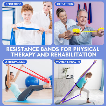 Fokky 1.8M Fitness Bands, Set of 4 Resistance Bands Exercise Bands, Resistance Bands with Carrying Bag &amp; Exercise Instructions, Fitness Band for Pilates Yoga Fitness Muscle Building
