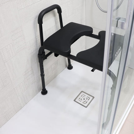 KMINA - Raised Toilet Seat with Armrests, Adjustable Seat, Toilet Seat Riser, Commode Chair for Seniors, 180 kg, Black - Made in Europe