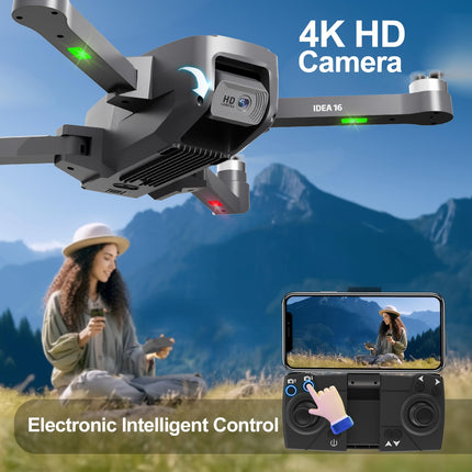 Drone with Camera 4K Brushless Motor Drone with 2 Cameras 40KM/h MAX Wind Resistant 4 Level 5 GHz WIFI FPV Drones RC Quadcopter for Kids Adults 2 Batteries IDEA16