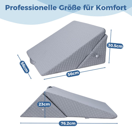 INFANZIA Adjustable Wedge Pillow, High-Density Foam Reading Pillow for Bed and Sofa, Ergonomic Pillow for Reflux Sleep Apnea, Leg Pillow - Perfect Back Cushion for Gaming, Reading (Gray)