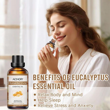 AESHORY Frankincense Essential Oil 50ml, Frankincense Essential Oil 100% Pure Natural Aromatherapy Oil in Therapeutic Grade, Fragrance Oils for Diffusers, Skin Care, Hair Care, Massage, Bath
