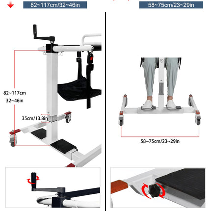 Patient lift transfer chair for seniors, height/width adjustable, patient lift wheelchair for car, portable bedside toilet shower chair for the elderly