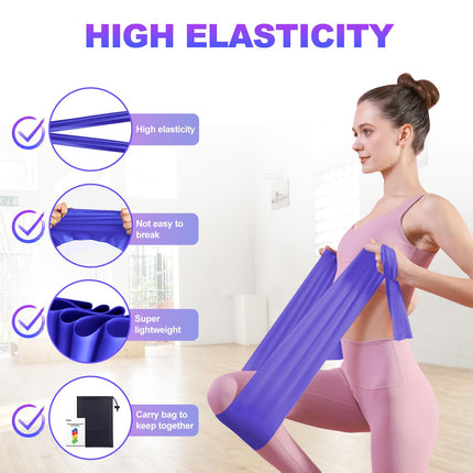 Fokky Fitness Bands Set of 4, Resistance Bands 2M Fitness Band, Gymnastics Band with 4 Levels, Resistance Bands Fitness Bands Rubber Band for Muscle Building, Yoga, Pilates for Men and Women