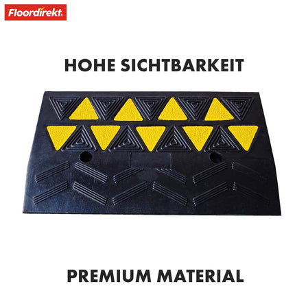 Floordirekt threshold ramp Blanc - Door threshold ramp and curb ramp 8cm high with yellow luminous marking - Wheelchair ramp for accessibility on curbs and sidewalks made of recycled rubber