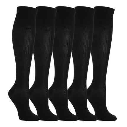 5 Pairs of Compression Socks, Knee High Socks, Support Socks, Running Socks for Women &amp; Men, Sports, Running, Flight, Travel, Pregnancy, Medical Compression Socks (Black, M)