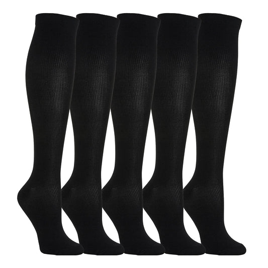 5 Paar Kompressionsstrümpfe Kniestrümpfe Stützstrümpfe Laufsocken für Damen & Herren, Sport, Laufen, Flug, Reisen, Schwangerschaft, Medizinische Kompressionssocken (Schwarz, m)