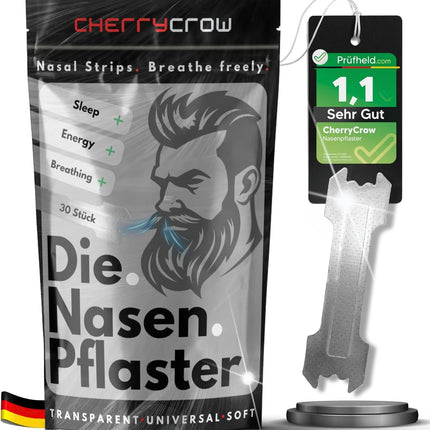 CherryCrow - The Nasal Strips | (30 pieces) Premium Transparent Nasal Strips for better breathing 100% skin-friendly strips - Performance and better sleep Sports Anti Snoring Strips