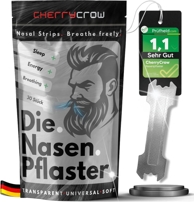 CherryCrow - The Nasal Strips | (30 pieces) Premium Transparent Nasal Strips for better breathing 100% skin-friendly strips - Performance and better sleep Sports Anti Snoring Strips