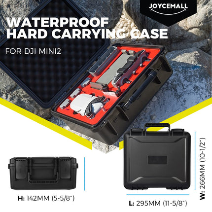 29.5 x 26.6 x 14.2 cm Waterproof Portable Case, JOYCEMALL Professional Large Compact Anti-Crash Carrying Case Hard Shell Storage Box Compatible with DJI Mavic Mini 2 Drone Accessories Full Protection Black