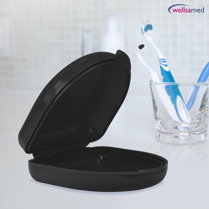 Wellsamed Orthodontic Splint Box Classic, Black, for storing braces or aligners