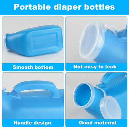 2 PCS Urinal Bottles for Men, 1.2L Urinal Urine Bottle for Men, Portable Pee Bottle for Men, Plastic Urine Container Reusable Leak-Proof for Travel Camping On the Go