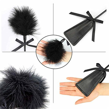Feather tickler 2-in-1 with whip - Sex toy feather flirting feather tickler paddle crop soft whip SM fetish sex toy for extreme BDSMS bondage set