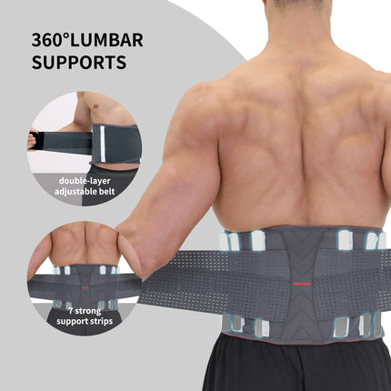 PROIRON Back Support, Back Support Belt for Relieves Pain Lumbar Support for Men/Women, Back Brace with Support Struts, Back Strap Breathable Lumbar Belt for Posture Correction