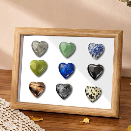 DALAETUS 24 Pieces Heart Stone, Healing Crystal Gemstones for Lovers, Love Heart Natural Colorful Crystals Stones for Meditation, Chakra, Reiki, Energy Balancing, Valentine's Day