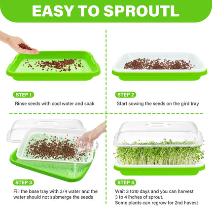 YODITI sprouting trays for sprouts cress cultivation trays: 6PCS Seed Sprouter Tray germination tray sprouts with lid for hydroponic large seed germination tray germination box for growing mung beans wheatgrass
