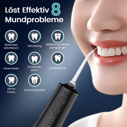 Oral Irrigator Cordless Electric Tooth Cleaner, Vimmk Dental Irrigator Water Flosser 5 Modes &amp; 8 Nozzles USB-C Rechargeable Water Flosser IPX7 Waterproof, 300ML Water Tank Mouth Cleaner (Black)