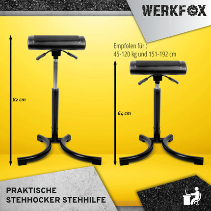 Werkfox® Standing Stool Ergonomic Height-Adjustable Stool; Standing Aid Workshop Stool Standing Chair for Desk, Office, Industry