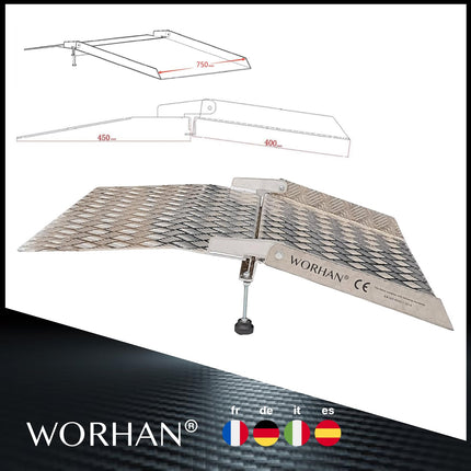 WORHAN Mobile threshold ramp Variable height adjustment Loading platform Step ramps Wheelchair ramp Aluminium ramp Door threshold ramp TR87