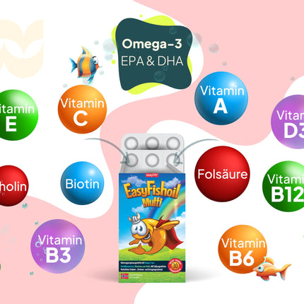 EasyFishoil Omega 3 Jelly For Children with Choline, Folic Acid, B6, B12 for 30 days Jelly Fish Oil High Dose, Children &amp; Adults, Pure Fish Oil Capsules for Children - Natural Omega 3 KIDS-Children
