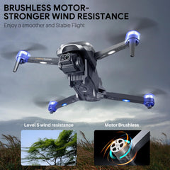 Mingfuxin Drone with Camera for Beginners, FPV Foldable RC Drone Quadcopter for Kids and Adults with Obstacle Avoidance Function, Brushless Motor, One-Button Start/Off, 360° Flips
