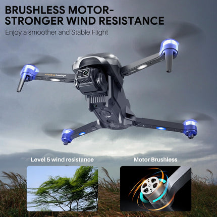 Mingfuxin Drone with Camera for Beginners, FPV Foldable RC Drone Quadcopter for Kids and Adults with Obstacle Avoidance Function, Brushless Motor, One-Button Start/Off, 360° Flips