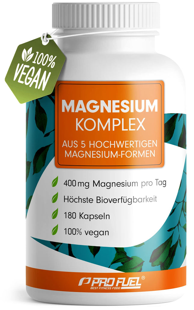 Magnesium Complex 180 Capsules, 400 mg elemental magnesium per day, 5 high-quality forms: magnesium oxide, citrate, bisglycinate, malate &amp; ascorbate, optimal bioavailability, 3-month supply