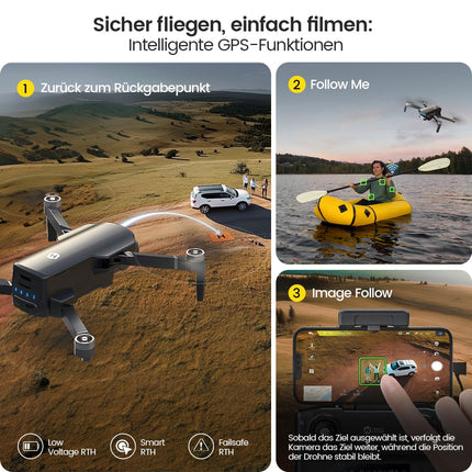 Holy Stone HS360S Drone with 4K GPS Camera for Adults, 3KM Long Range 5G Image Transmission, 20 Min Long Flight Time, Follow Me, Return, RC Foldable Drone Complete Set under 249g for Beginners, C0