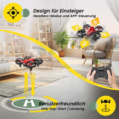 Holy Stone HS420 Mini Drone with HD 1080P Adjustable Camera, with 2 Control Modes, Emergency Stop, Orbiting, 360° Flip, Headless Mode, 2 Speeds, Gift for Beginners Children, co