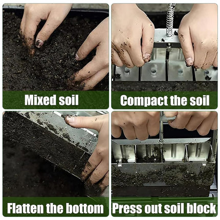 Soil baler, Afenau 5 x 5CM manual soil blocker with seed aid, aluminum alloy soil blocker, handheld soil press cultivation, soil blocking tool for plant cultivation