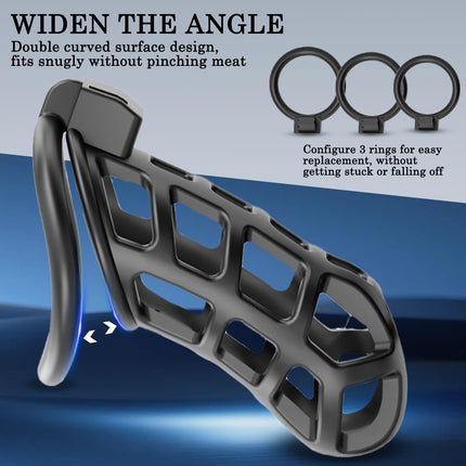 BDSMAGE Penis Cage Cobra 6.0, Chastity Cage Male Chastity Cage Chastity Belt for Men with 3 Testicle Rings, BDSM Toys Hard, BDSM Set Slave Sex Toys for Men Extreme (FLS - XL)