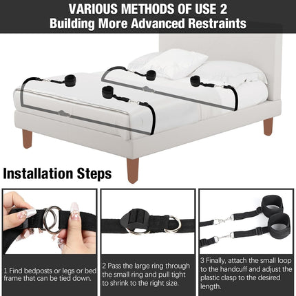BDSM bondage sex toys for couples extreme sex, hanging door cuffs toy with adjustable bed cuffs handcuffs ankle cuffs feather whip and blindfold erotic bondage set for beginners
