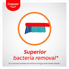 Colgate Extra Clean Toothbrush, 3 pieces – Manual toothbrush with medium-hard bristles reaches between the teeth and back teeth – Tooth cleaning with integrated tongue cleaner
