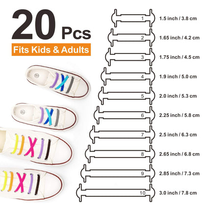 RJ-Sport (20 Schnürrlie's Elastic Silicone Shoelaces Flat for Children and Adults - Perfect Loopless Shoelace Replacement (White)