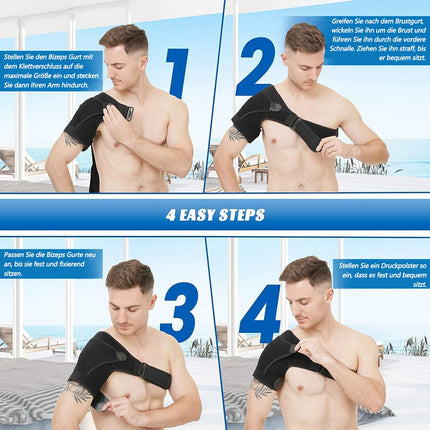 Flow fire Adjustable Shoulder Brace, Neoprene Shoulder Support for Women and Men, Shoulder Brace Pain Relief, Fits Both Left or Right Shoulder (L-XL)