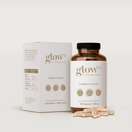 Glow25® Collagen Capsules High Dose [180 Capsules] with Hyaluronic Acid and Vitamin C | Premium Collagen Complex | Laboratory Tested