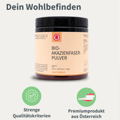 Quintessence Acacia Fiber Powder Organic 360g - Vegan, purely natural &amp; without additives, Acacia fiber with 80% fiber content, Highly soluble, Produced in Austria