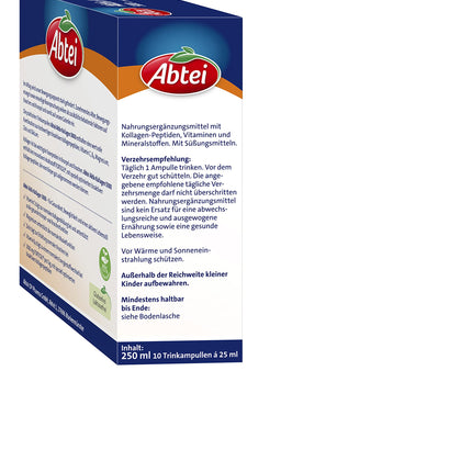 Abtei Active Collagen 5000 - For healthy bones, cartilage, and muscles - with vitamin C, magnesium, and zinc - sugar-free - 1 x 10 drinking ampoules of 25 ml each