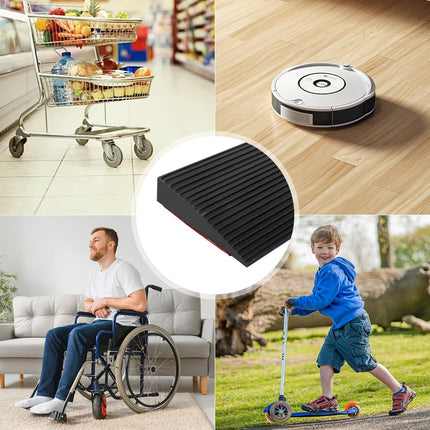 Door threshold ramp, 900 x 80 x (10-30) mm threshold ramp, rubber door threshold ramp, vacuum robot, wheelchair ramp, load capacity 800 kg for wheelchairs, strollers, garages (black, 1.5 cm height)