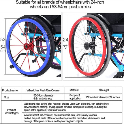 JKLAND Wheelchair Hand Rim Covers, Wheelchair Hand Rim Covers, Hand Rim Protective Covers, 1 Pair of Non-Slip Wear-Resistant Hand Rear Wheel Ring Protector (Color : A)