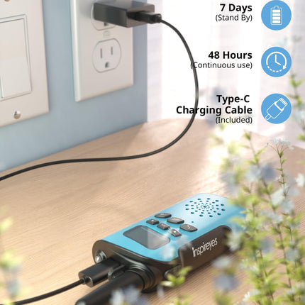 Inspireyes Walkie Talkie Kids Rechargeable, 48 Hours Working Time, 8 Channels 2-Way Radio, Gifts for Boys Girls, Outdoor Hiking Camping, 3-12 Year Old Toy
