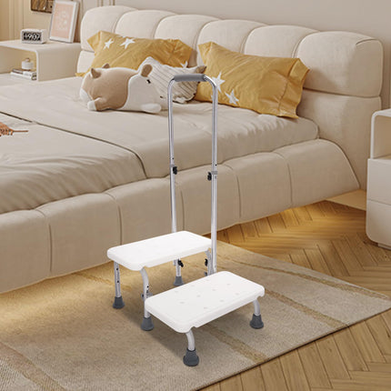 Mobile safety step bath entry aid for seniors non-slip household step 2 steps step with handle, height adjustable bath step for beds, vehicles and bathtubs