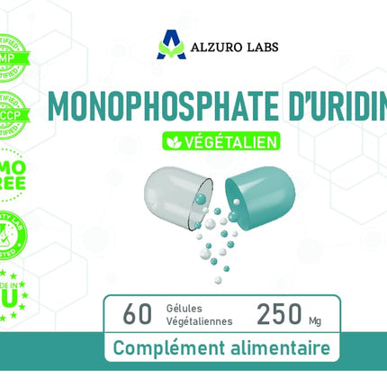 Alzuro Labs Uridine Monophosphate | 250 mg | 60 Vegan Capsules | High-Dose Brain, Memory &amp; Nervous System Support | 2-Month Supply | Laboratory-Tested GMP-Certified Dietary Supplement
