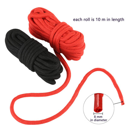 LIHAO 2 x 10 m bondage rope bondage ropes BDSM black red