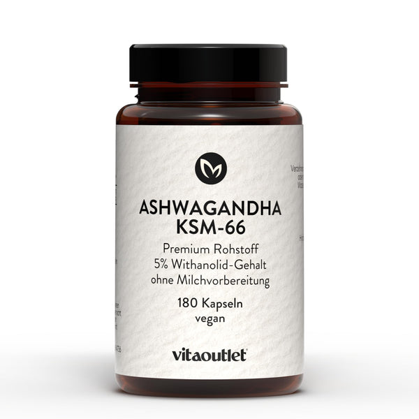 vitaoutlet | Organic Ashwagandha High Dose | KSM-66® Premium Raw Material (180 Capsules) | Original Indian Ashwagandha | Natural | Laboratory-tested | Vegan | For 6 months | Premium Ashwagandha Capsules