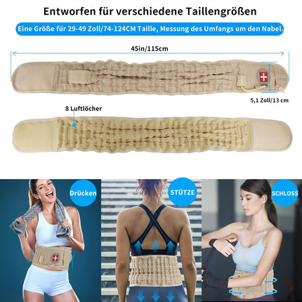 6xigouma Decompression Back Belt - Lumbar Support Belt for Men and Women, Lower Back Pain Relief, Back Traction Device, Fits Waist Size 74-124 cm (Beige)