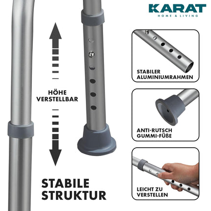 KARAT shower stool - 360° rotating shower chair, load capacity up to 136 kg, height-adjustable with non-slip rubber feet for a secure hold - bathroom stool, shower aid, shower seat