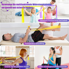 COFOF Fitness Bands Set of 4, 1.8M Exercise Band with 4 Resistance Levels, Fitness Band with Carrying Bag &amp; Exercise Instructions Supplied Ideal for Yoga, Pilates, Strength Training, Physiotherapy